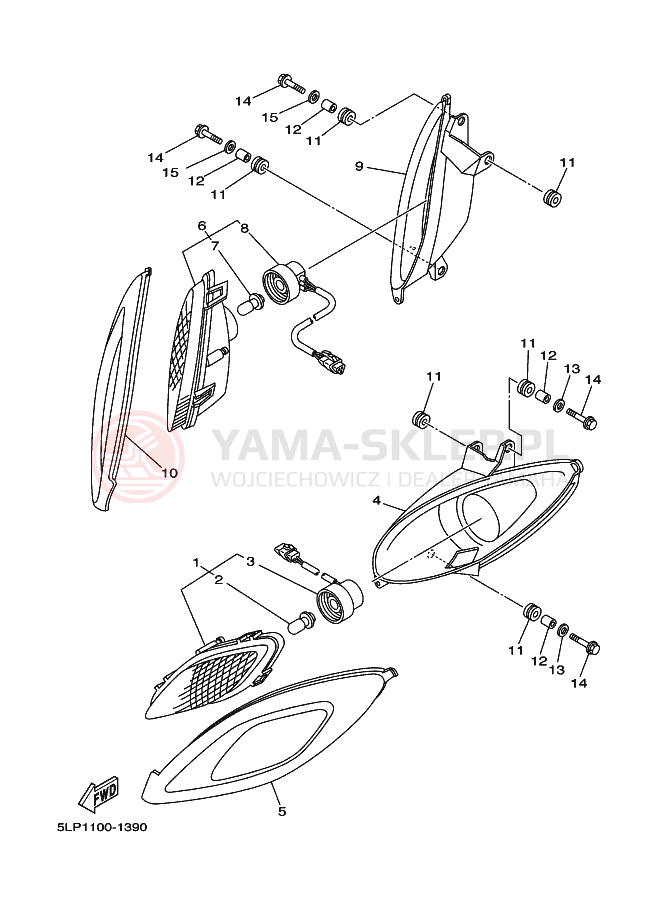 Schemat "Lampa przód" do Yamaha YFM660RN