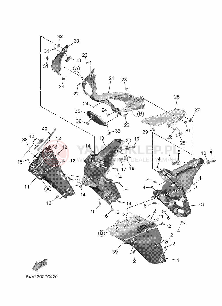 Schemat "POKRYWA SILNIKA" do Yamaha TRACER 9 GT+ Y-AMT
