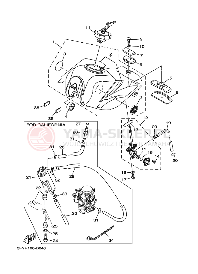 Schemat "zbiornik paliwa" do Yamaha TW200E TW200T
