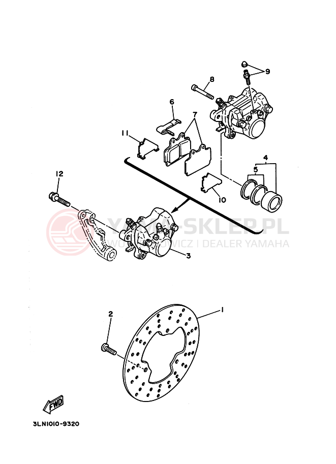 Schemat "Zacisk hamulcowy tylny" do Yamaha FZR250R