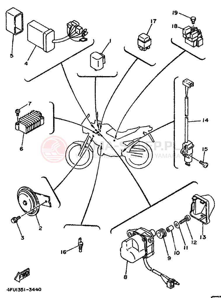 Schemat "układ elektryczny" do Yamaha TDR125