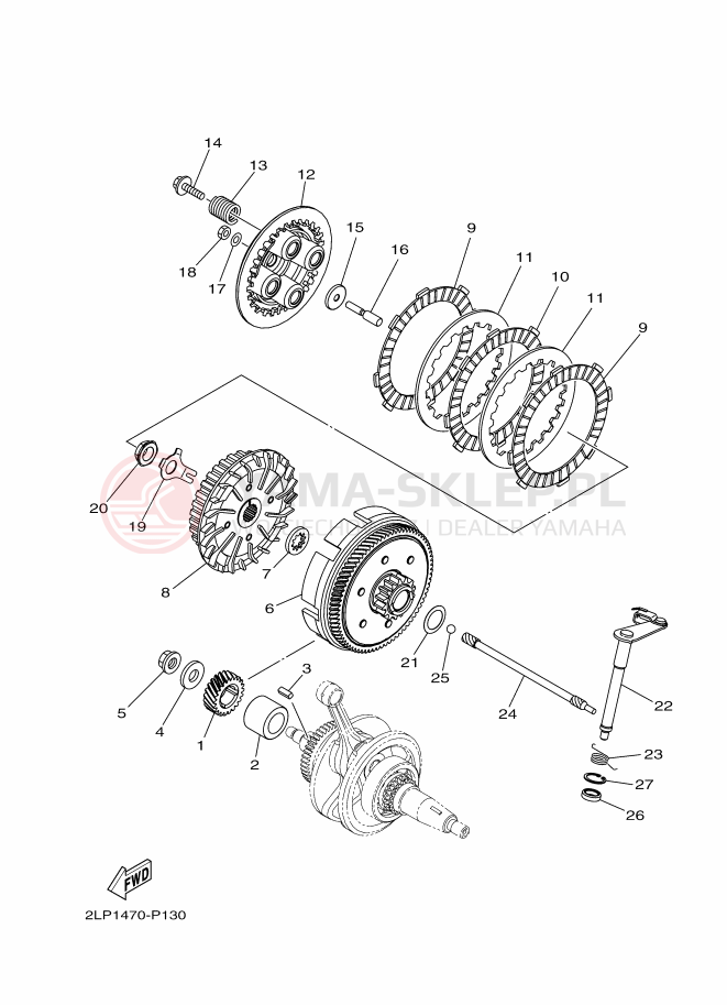 Schemat "sprzęgło" do Yamaha YC125-5