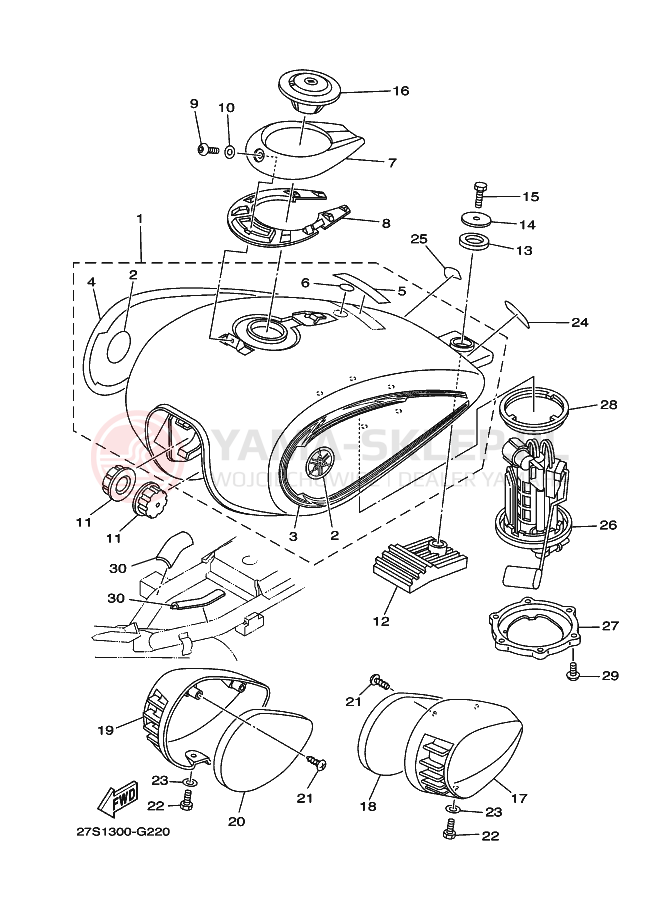 Schemat "zbiornik paliwa" do Yamaha YBR125