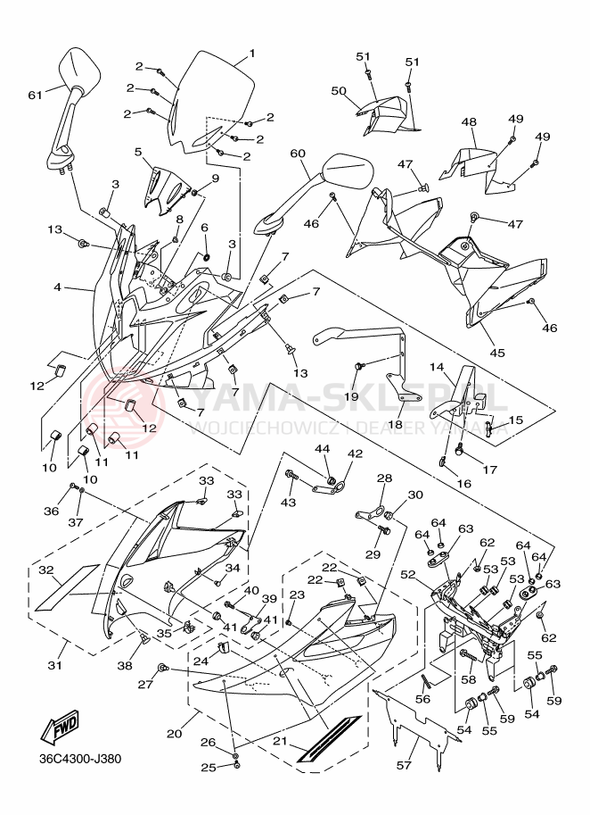 Schemat "elementy nadwozia" do Yamaha DIVERSION