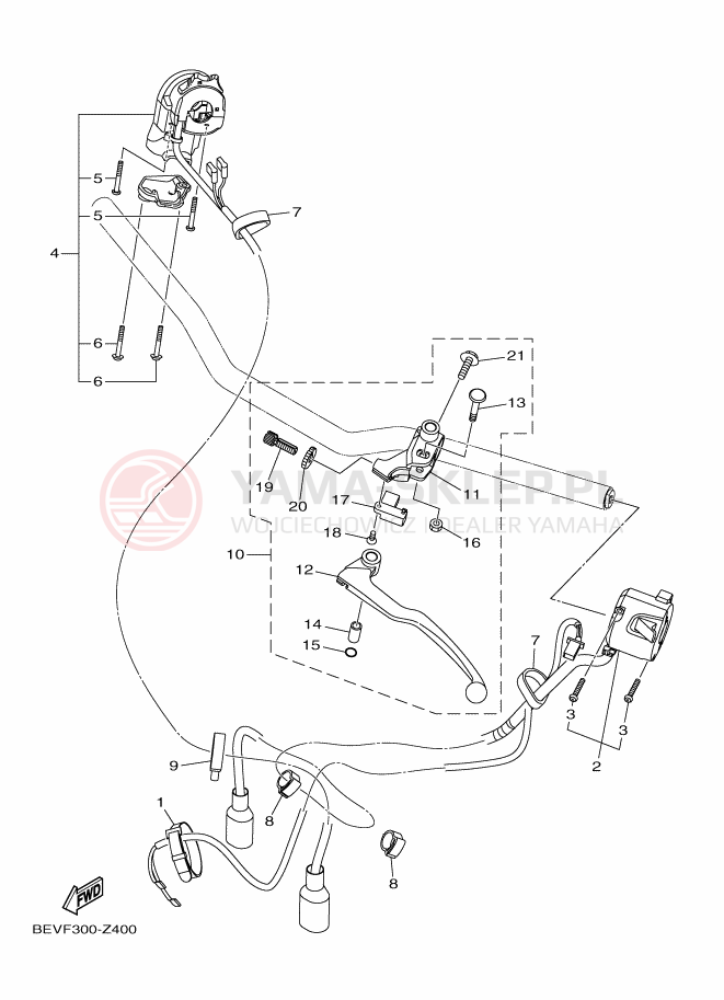 Schemat "Kierownica i osprzęt" do Yamaha MT-03