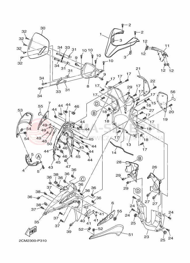 Schemat "Nadwozie przód" do Yamaha TRICITY 125 ABS
