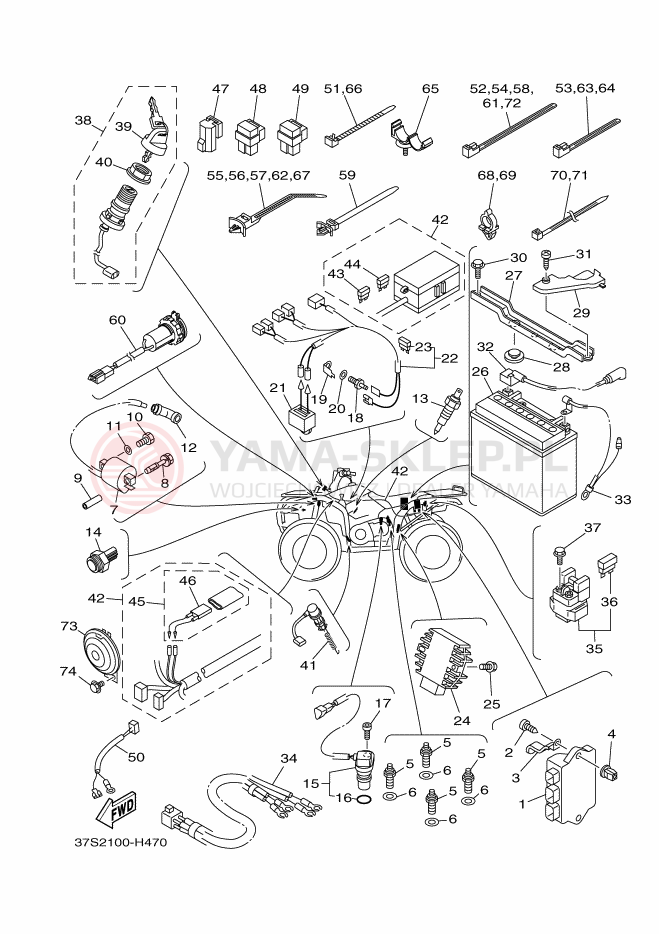 Schemat "układ elektryczny" do Yamaha GRIZZLY 450