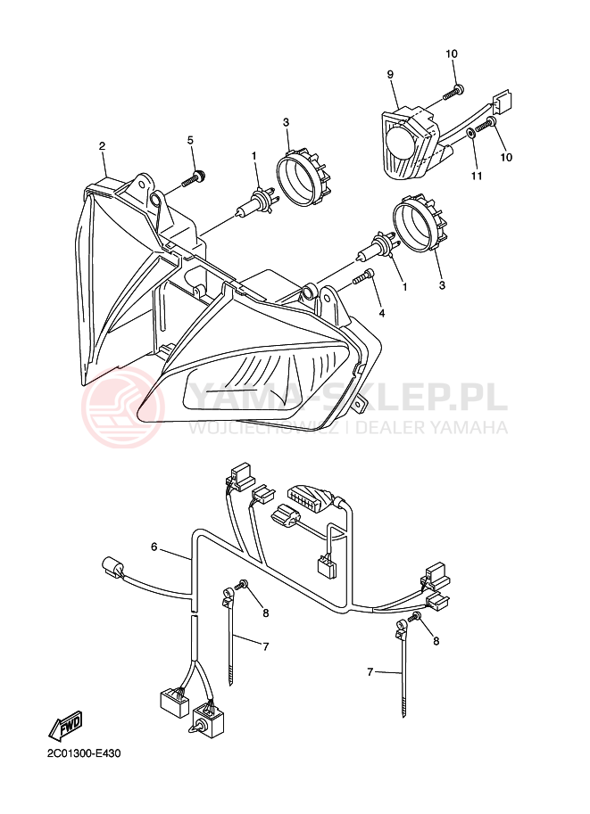 Schemat "Lampa przód" do Yamaha YZF-R6