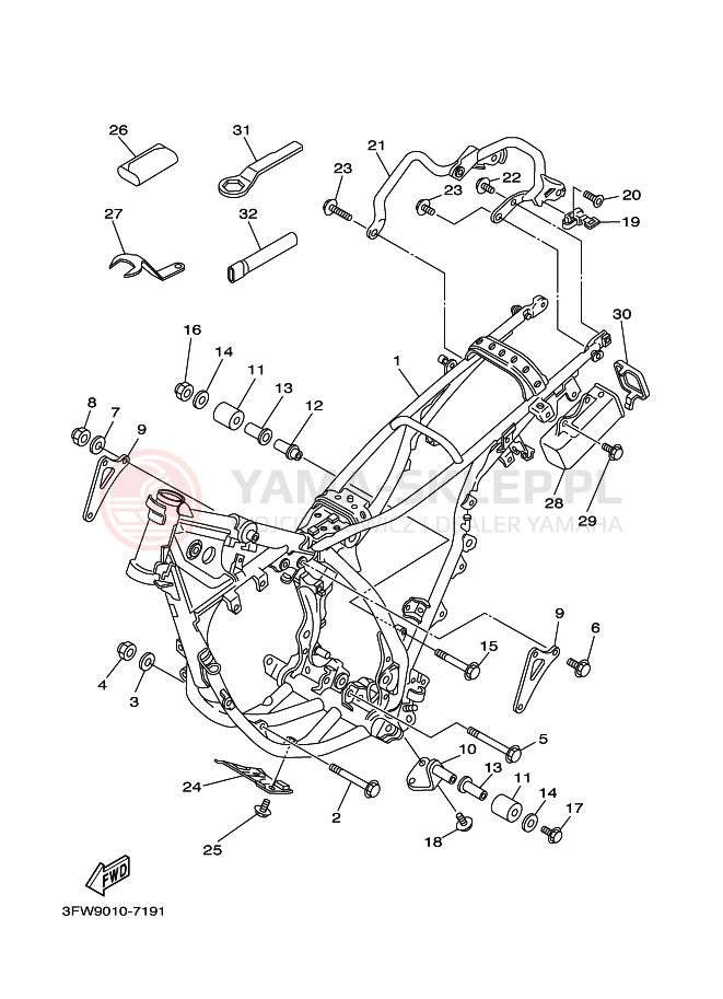 Schemat "rama" do Yamaha DT125R