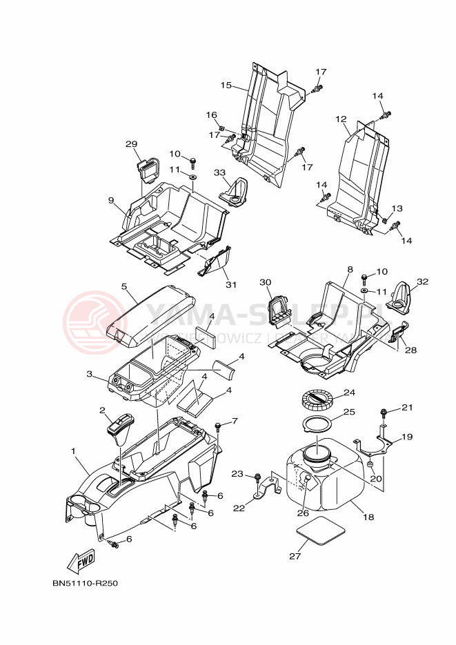 Schemat "POKRYWA BOCZNA 2" do Yamaha WOLVERINE R