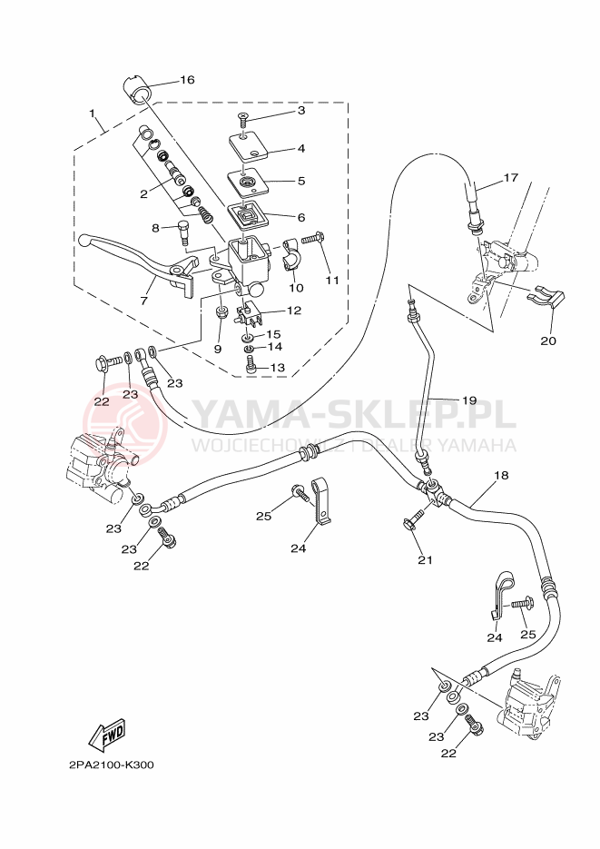Schemat "Pompa hamulcowa przednia" do Yamaha RAPTOR 125