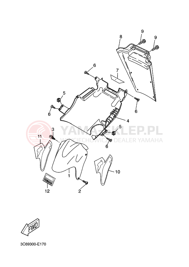 Schemat "Przedni błotnik" do Yamaha AEROX ROSSI