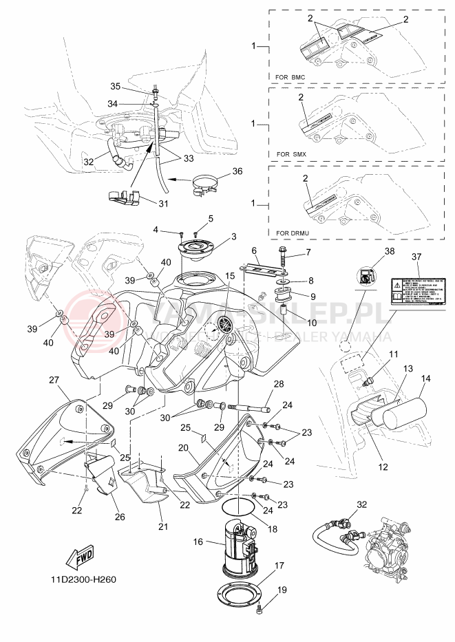 Schemat "zbiornik paliwa" do Yamaha TENERE