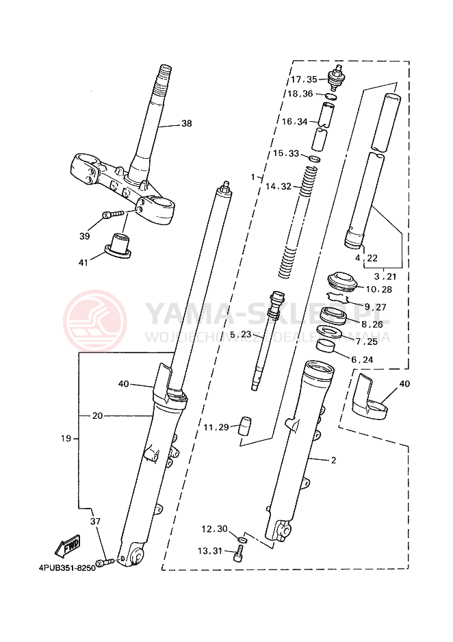 Schemat "Amortyzatory przód" do Yamaha XJR1200SP