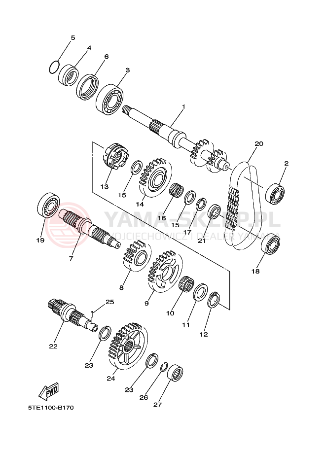 Schemat "Skrzynia biegów " do Yamaha KODIAK 4WD