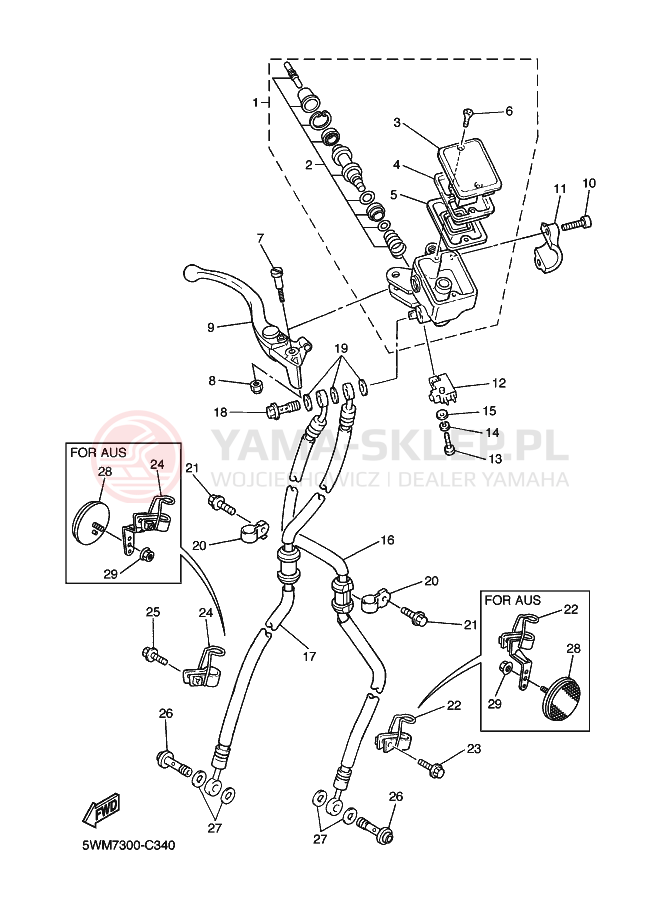 Schemat "Pompa hamulcowa przednia" do Yamaha XJR1300