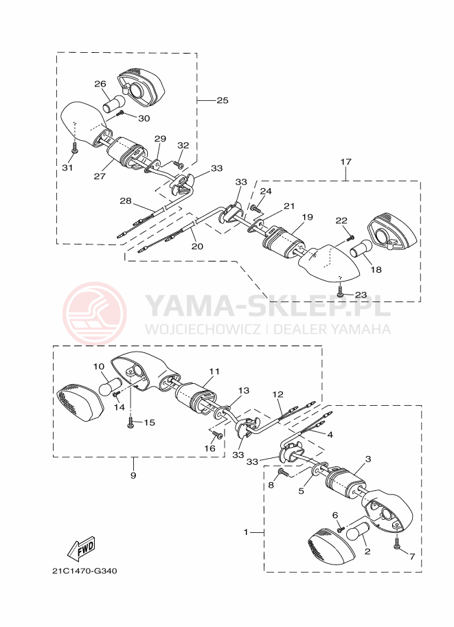 Schemat "kierunkowskazy" do Yamaha FZ16