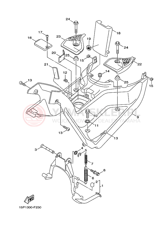 Schemat "Stopka postojowa i podnóżki" do Yamaha BOOSTER X