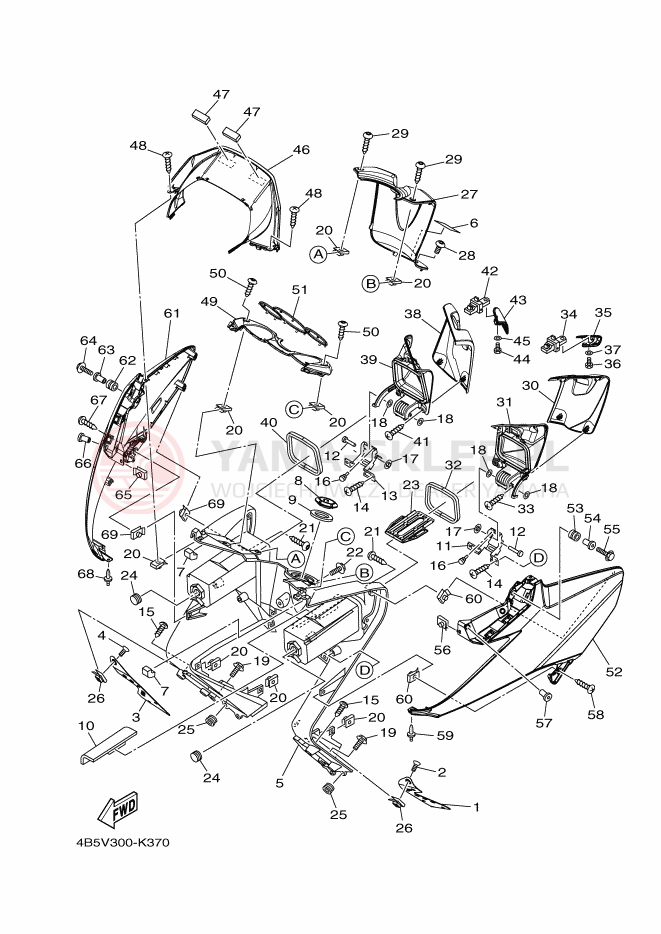 Schemat "Nadwozie przód" do Yamaha TMAX
