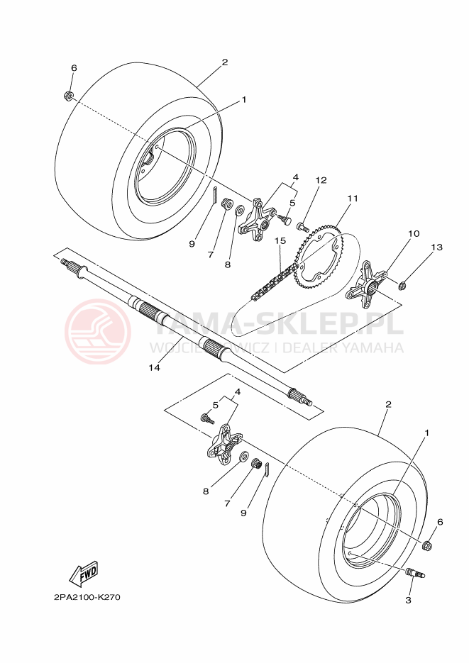 Schemat "Koło tył" do Yamaha RAPTOR 125