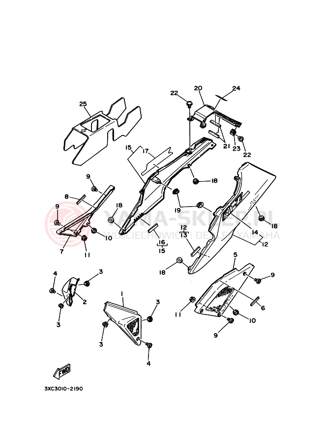 Schemat "Pokrywa boczna" do Yamaha R1-Z