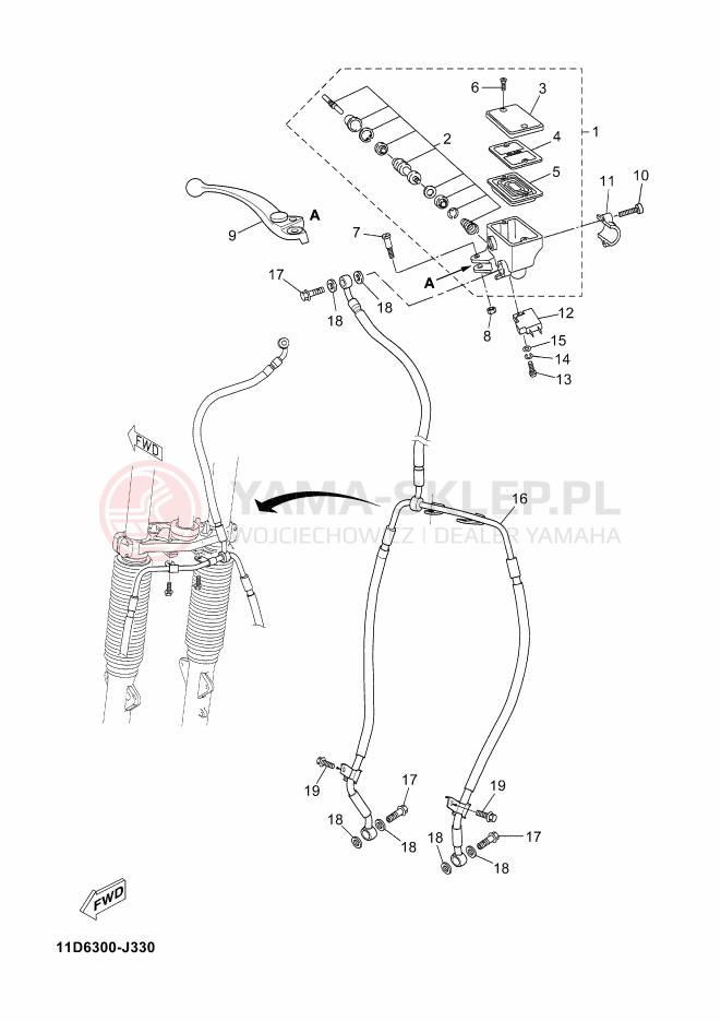 Schemat "Pompa hamulcowa przednia" do Yamaha TENERE