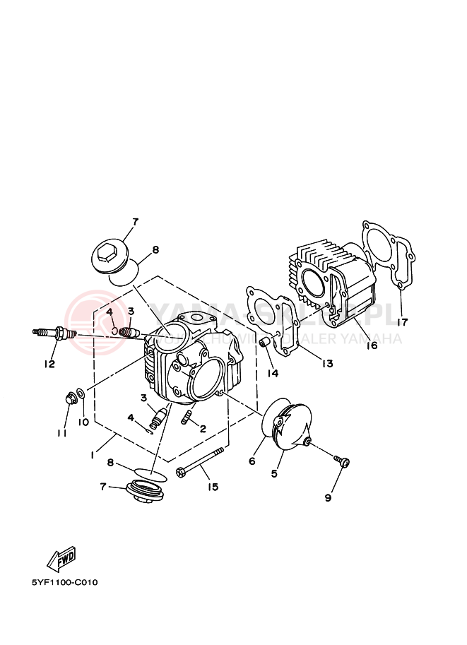 Schemat "cylinder" do Yamaha YFM50
