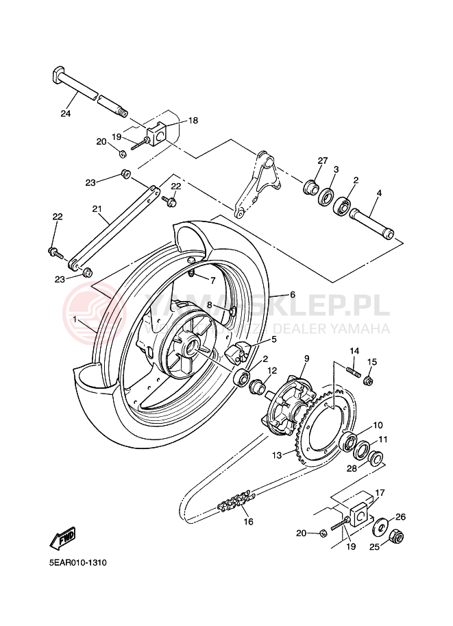 Schemat "Koło tył" do Yamaha XJR1300