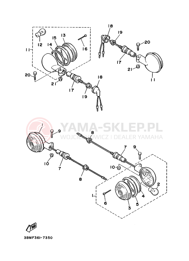 Schemat "kierunkowskazy" do Yamaha XV125 VIRAGO