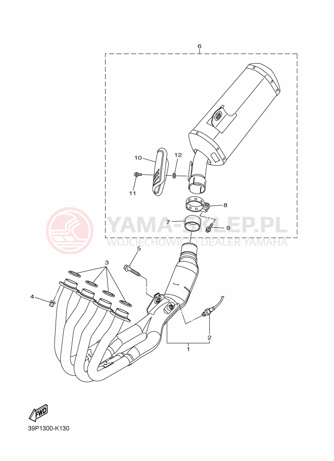 Schemat "Wydech końcowy" do Yamaha FZ8-NA