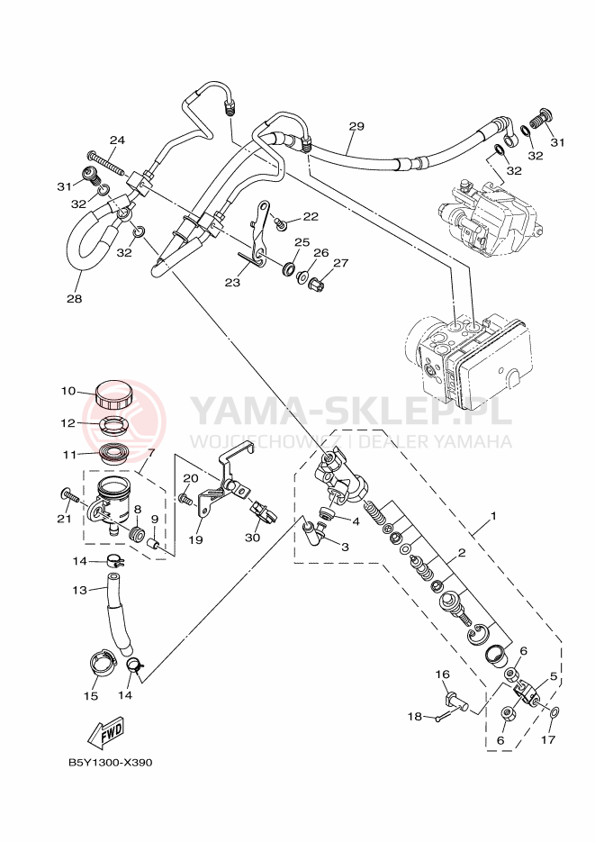 Schemat "Pompa hamulcowa tył" do Yamaha MT-10