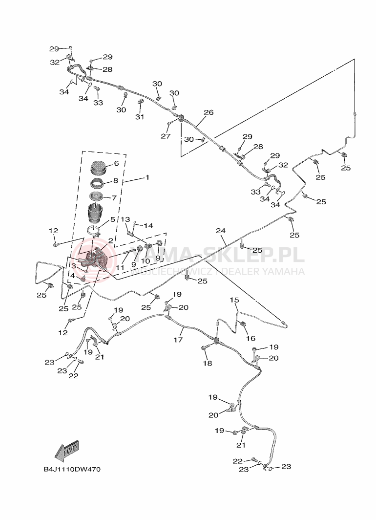 Schemat "układ hamulcowy" do Yamaha WOLVERINE RMAX EPS SE