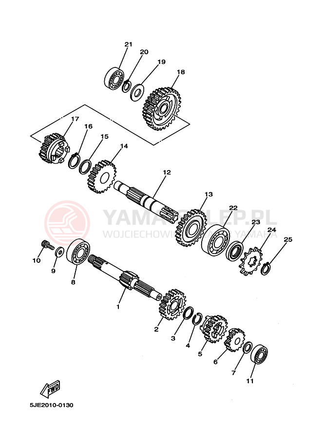 Schemat "Skrzynia biegów " do Yamaha YB-1 YB1-4