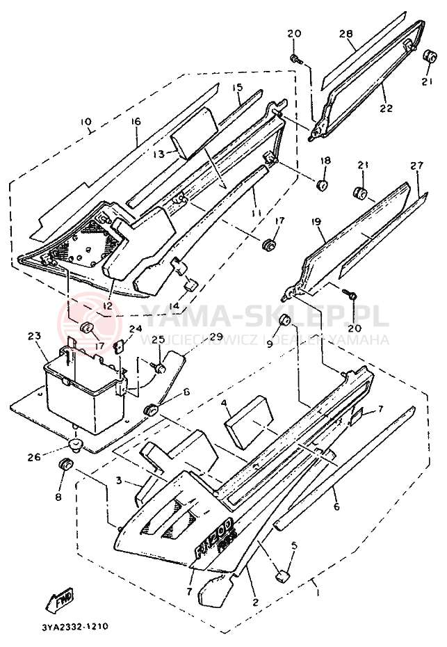 Schemat "Owiewki, pola numer., zb. oleju" do Yamaha FJ1200A