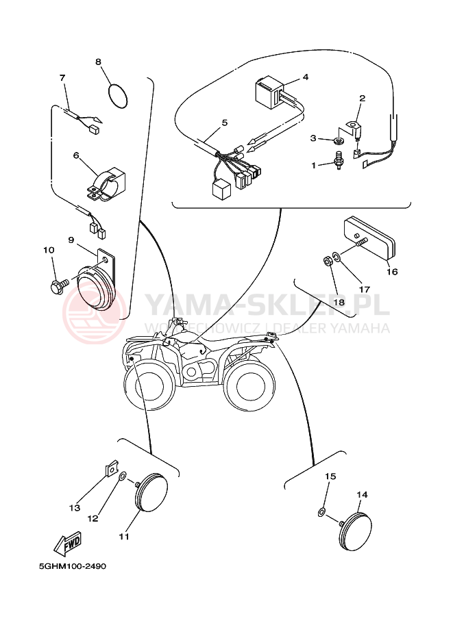 Schemat "układ elektryczny" do Yamaha YFM400FWA