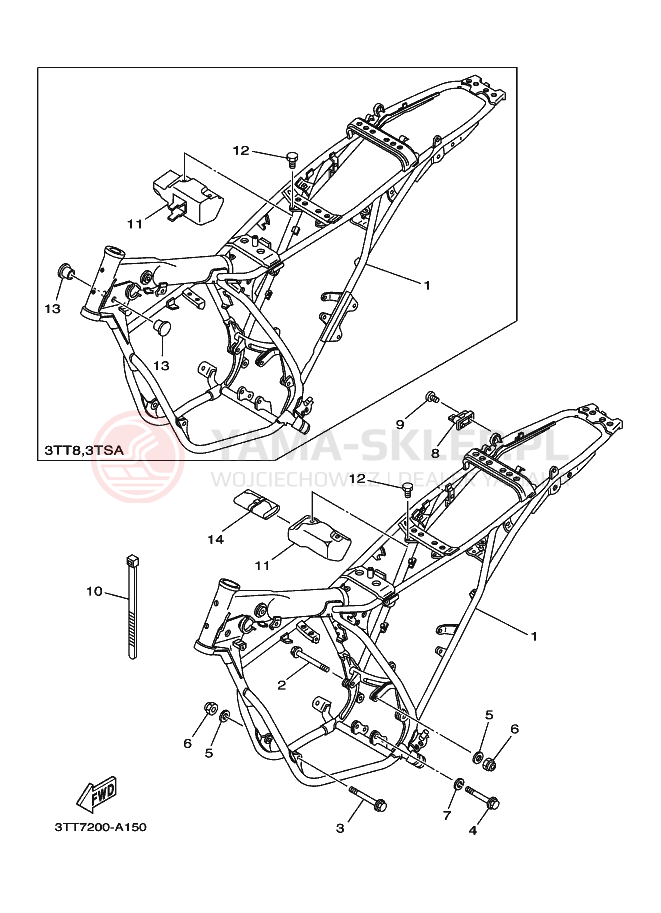 Schemat "rama" do Yamaha DT125