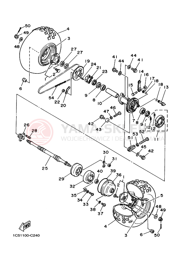 Schemat "Koło tył" do Yamaha GRIZZLY