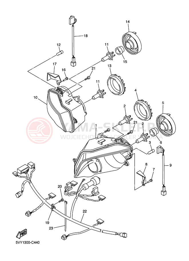 Schemat "Lampa przód" do Yamaha YZF-R1