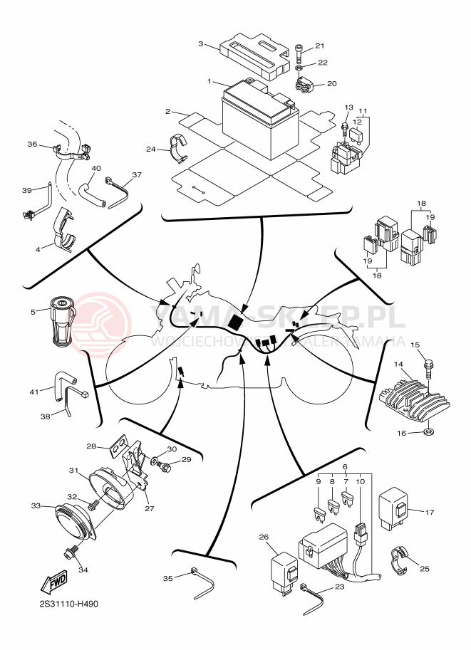 Schemat "układ elektryczny" do Yamaha VMAX