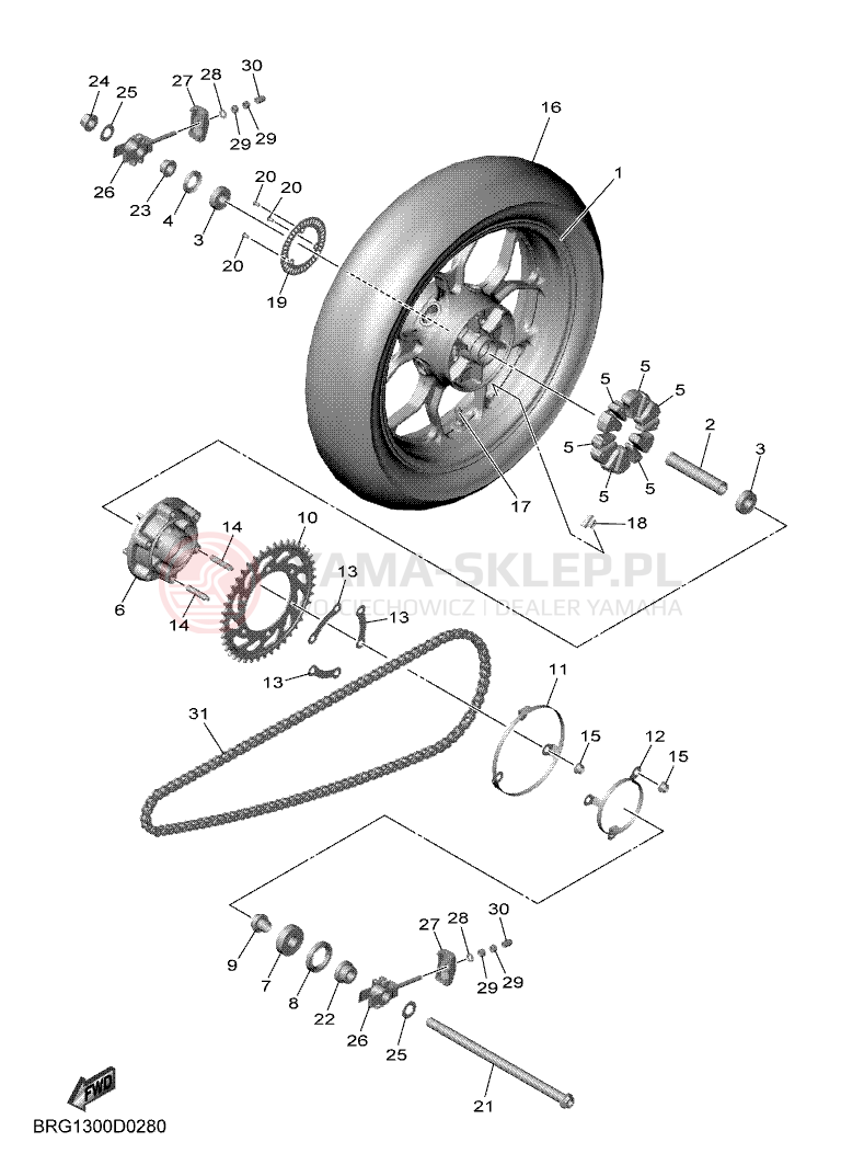 Schemat "Koło tył" do Yamaha MT-03