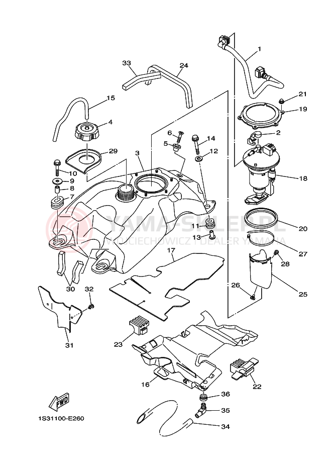 Schemat "zbiornik paliwa" do Yamaha YFM700R