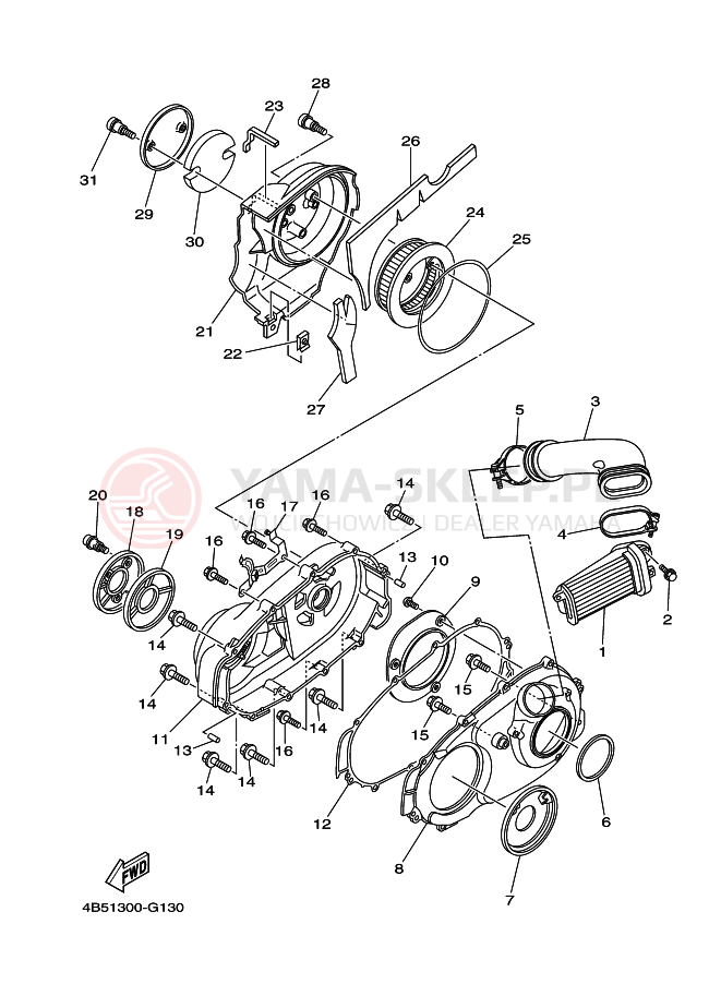 Schemat "Pokrywa silnika" do Yamaha TMAX