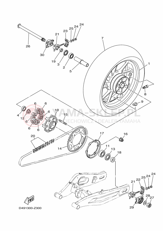 Schemat "Koło tył" do Yamaha MT-07