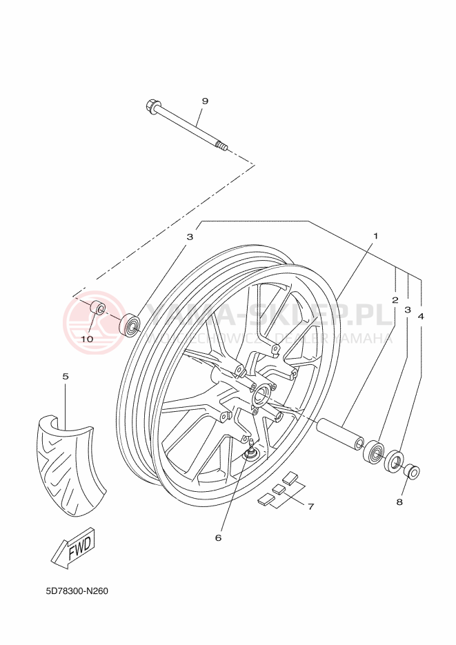 Schemat "Koło przód" do Yamaha YZF-R125 ABS