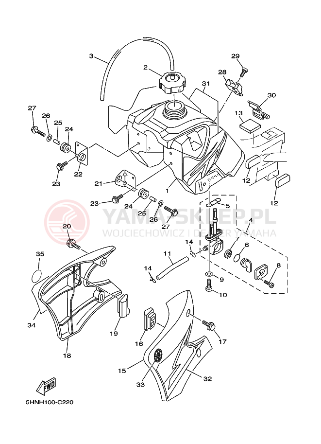 Schemat "zbiornik paliwa" do Yamaha TT-R90