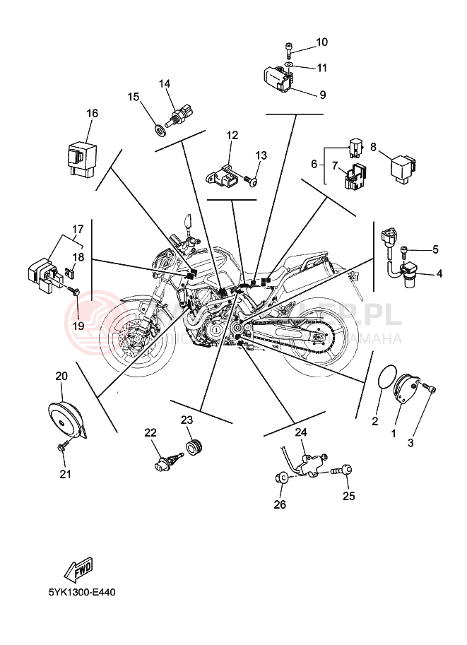 Schemat "układ elektryczny" do Yamaha MT03