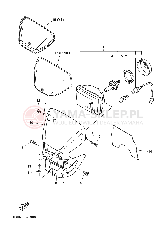 Schemat "Lampa przód" do Yamaha DT125RE