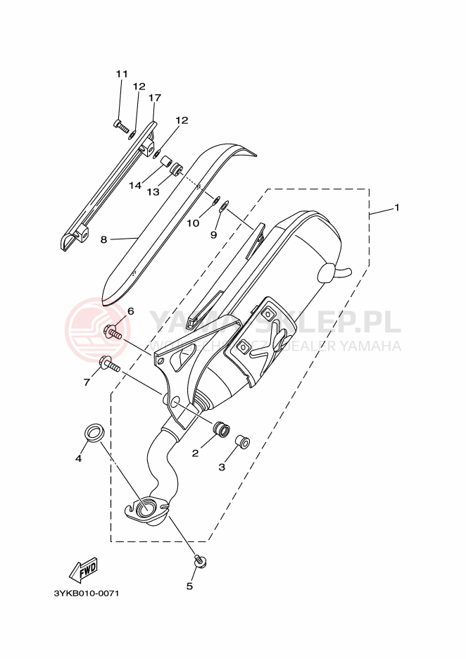Schemat "Wydech końcowy" do Yamaha YG50Z JOG Z