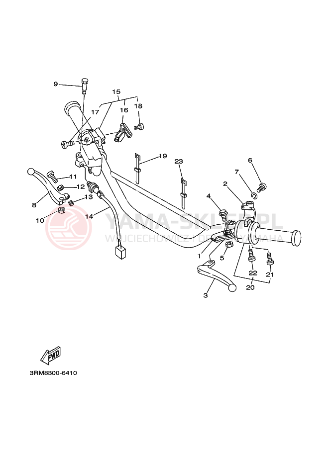 Schemat "Kierownica i osprzęt" do Yamaha DT125R