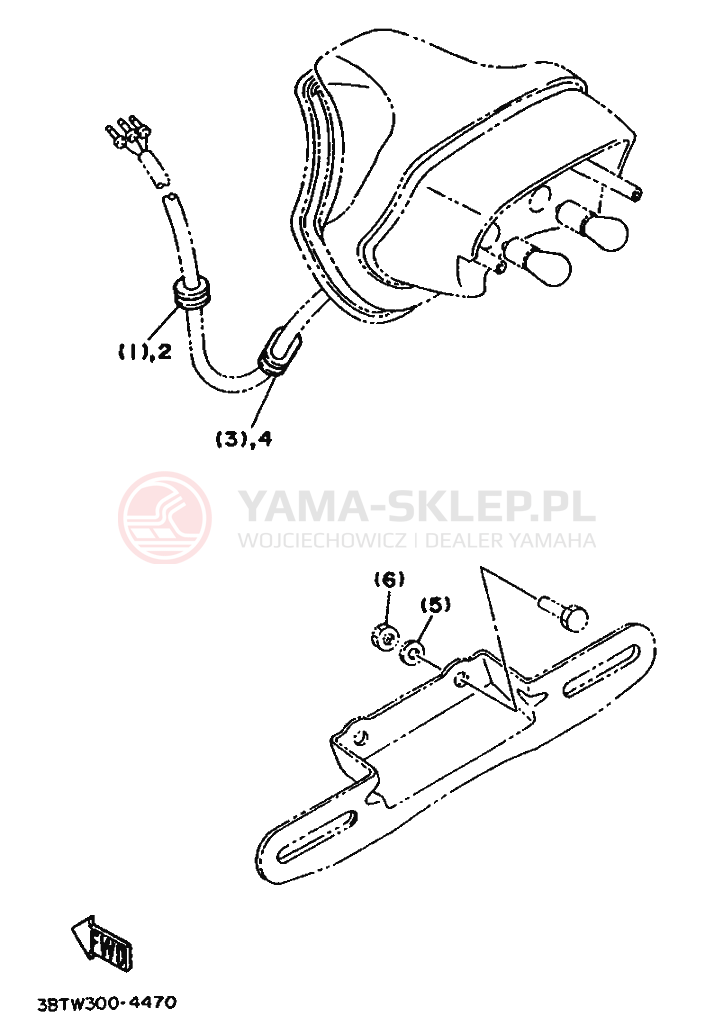 Schemat "Oświetlenie tył" do Yamaha XV535 VIRAGO